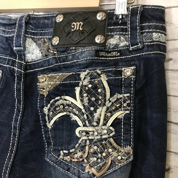 Miss Me Jeans Signature Boot Cut Fleur de Lis 29 - Picture 4 of 8